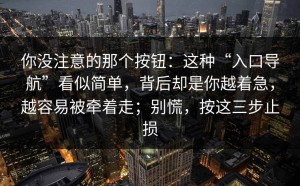 你没注意的那个按钮：这种“入口导航”看似简单，背后却是你越着急，越容易被牵着走；别慌，按这三步止损