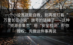 一个小设置就能自救，别再搜打着“万里长征小说”旗号的链接了——这种“资源合集页”用“安全检测”吓你授权；先做这件事再说