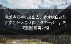 我差点把手机交出去，我才明白这些页面为什么总让你“点下一步”；先截图留证再处理