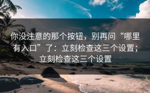 你没注意的那个按钮，别再问“哪里有入口”了：立刻检查这三个设置；立刻检查这三个设置