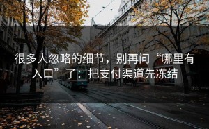很多人忽略的细节，别再问“哪里有入口”了：把支付渠道先冻结