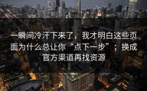 一瞬间冷汗下来了，我才明白这些页面为什么总让你“点下一步”；换成官方渠道再找资源