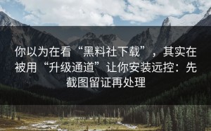 你以为在看“黑料社下载”，其实在被用“升级通道”让你安装远控：先截图留证再处理