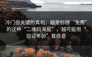 冷门但关键的真相：越是标榜“免费”的这种“二维码海报”，越可能用“验证年龄”套信息