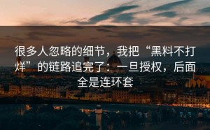 很多人忽略的细节，我把“黑料不打烊”的链路追完了：一旦授权，后面全是连环套