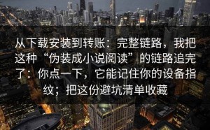 从下载安装到转账：完整链路，我把这种“伪装成小说阅读”的链路追完了：你点一下，它能记住你的设备指纹；把这份避坑清单收藏