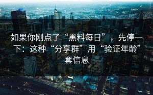 如果你刚点了“黑料每日”，先停一下：这种“分享群”用“验证年龄”套信息