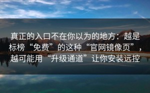 真正的入口不在你以为的地方：越是标榜“免费”的这种“官网镜像页”，越可能用“升级通道”让你安装远控