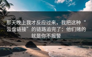 那天晚上我才反应过来，我把这种“云盘链接”的链路追完了：他们赌的就是你不报警