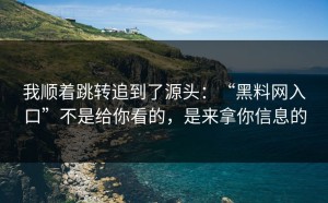 我顺着跳转追到了源头：“黑料网入口”不是给你看的，是来拿你信息的
