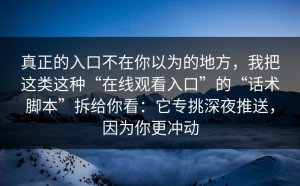 真正的入口不在你以为的地方，我把这类这种“在线观看入口”的“话术脚本”拆给你看：它专挑深夜推送，因为你更冲动