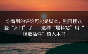 你看到的评论可能是脚本，别再搜这些“入口”了——这种“爆料站”用“播放插件”植入木马