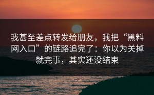 我甚至差点转发给朋友，我把“黑料网入口”的链路追完了：你以为关掉就完事，其实还没结束