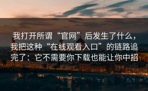 我打开所谓“官网”后发生了什么，我把这种“在线观看入口”的链路追完了：它不需要你下载也能让你中招
