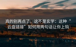真的别再点了，这不是玄学：这种“云盘链接”如何用两句话让你上钩