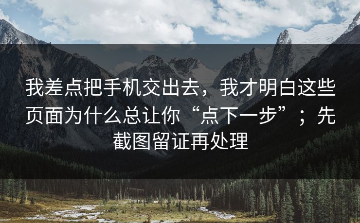 我差点把手机交出去，我才明白这些页面为什么总让你“点下一步”；先截图留证再处理