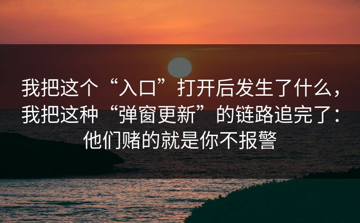 我把这个“入口”打开后发生了什么，我把这种“弹窗更新”的链路追完了：他们赌的就是你不报警