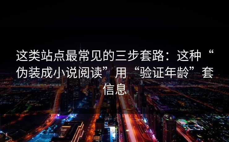 这类站点最常见的三步套路：这种“伪装成小说阅读”用“验证年龄”套信息