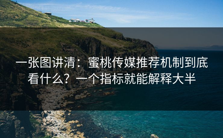 一张图讲清：蜜桃传媒推荐机制到底看什么？一个指标就能解释大半